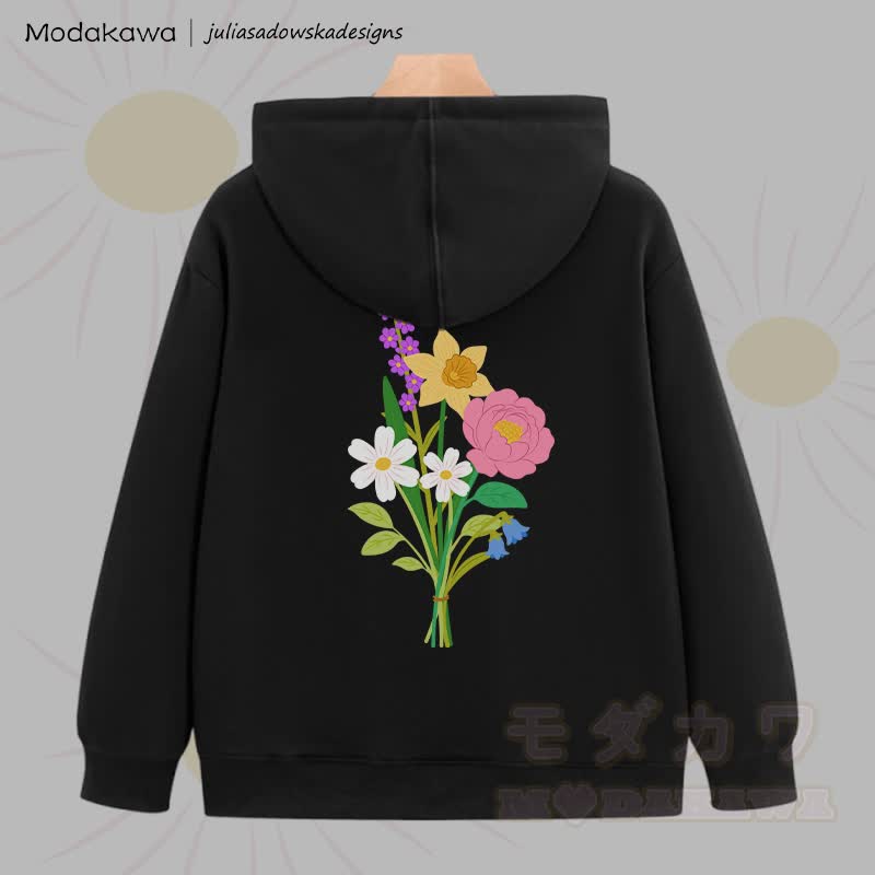 MODAKAWA X juliasadowskadesigns Kapuzenpullover mit floralem Grafikprint und Reißverschluss - image 6