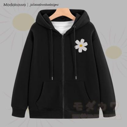 MODAKAWA X juliasadowskadesigns Kapuzenpullover mit floralem Grafikprint und Reißverschluss - image 5