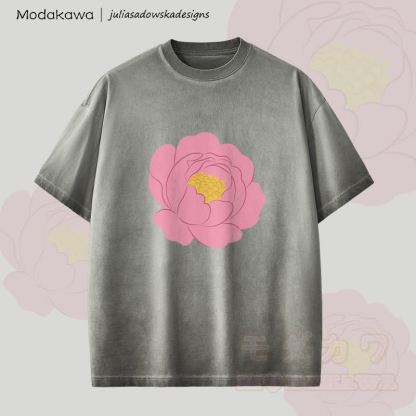 MODAKAWA X juliasadowskadesigns Rose Graphic Unisex Dopamine Vintage Washed T-Shirt - Grau - 2XL - image 4