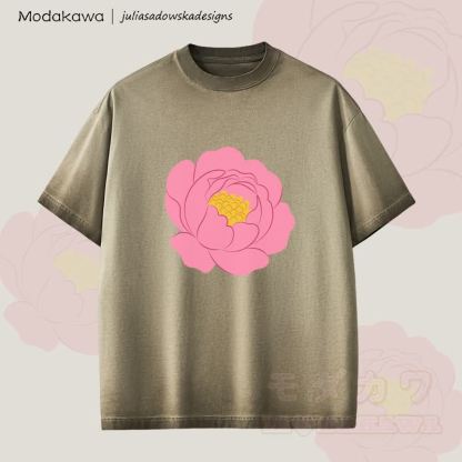 MODAKAWA X juliasadowskadesigns Rose Graphic Unisex Dopamine Vintage Washed T-Shirt - Braun - 2XL - image 3