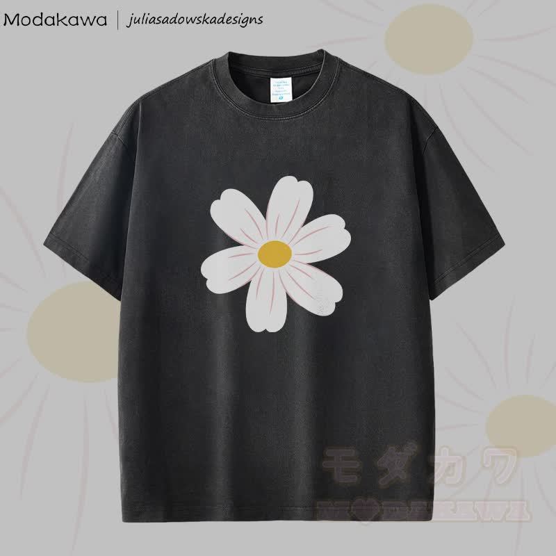 MODAKAWA X juliasadowskadesigns Daisy Graphic Unisex Dopamine Vintage Washed T-Shirt - Schwarz - 2XL - image 3