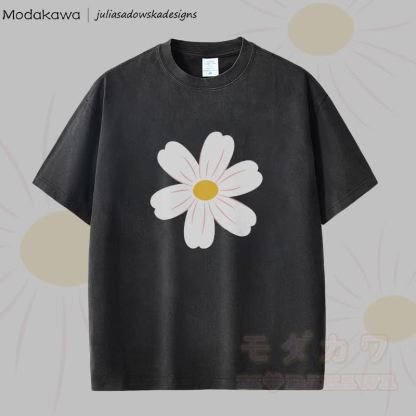 MODAKAWA X juliasadowskadesigns Daisy Graphic Unisex Dopamine Vintage Washed T-Shirt - Schwarz - 2XL - image 3