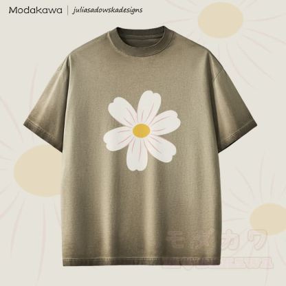 MODAKAWA X juliasadowskadesigns Daisy Graphic Unisex Dopamine Vintage Washed T-Shirt - Braun - 2XL - image 1
