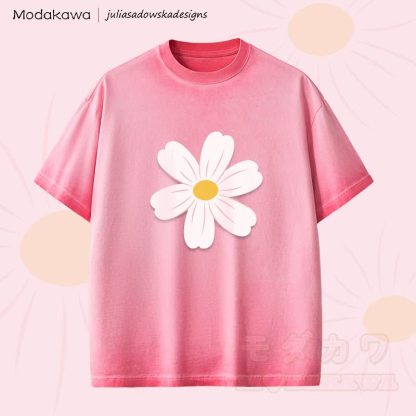 MODAKAWA X juliasadowskadesigns Daisy Graphic Unisex Dopamine Vintage Washed T-Shirt - Rosa - 2XL - image 2