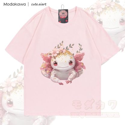 MODAKAWA X cute.aiart T-Shirt mit niedlichem Eidechsenmotiv aus 100 % Baumwolle - Hellrosa - 5XL - image 1