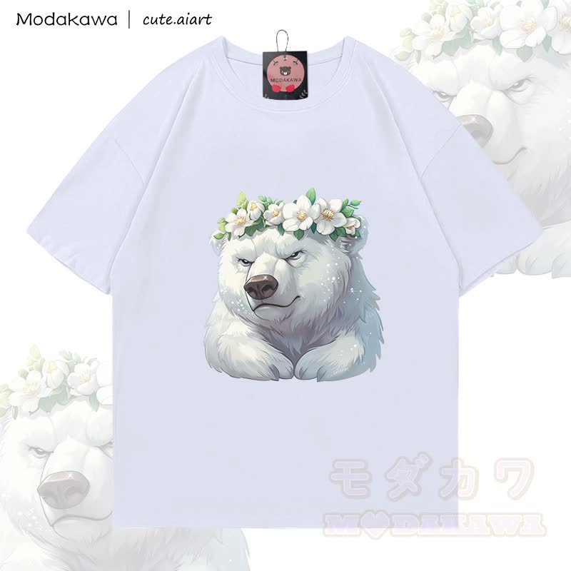 MODAKAWA X cute.aiart Bären-Grafik T-Shirt aus 100 % Baumwolle - Weiß - 5XL - image 2