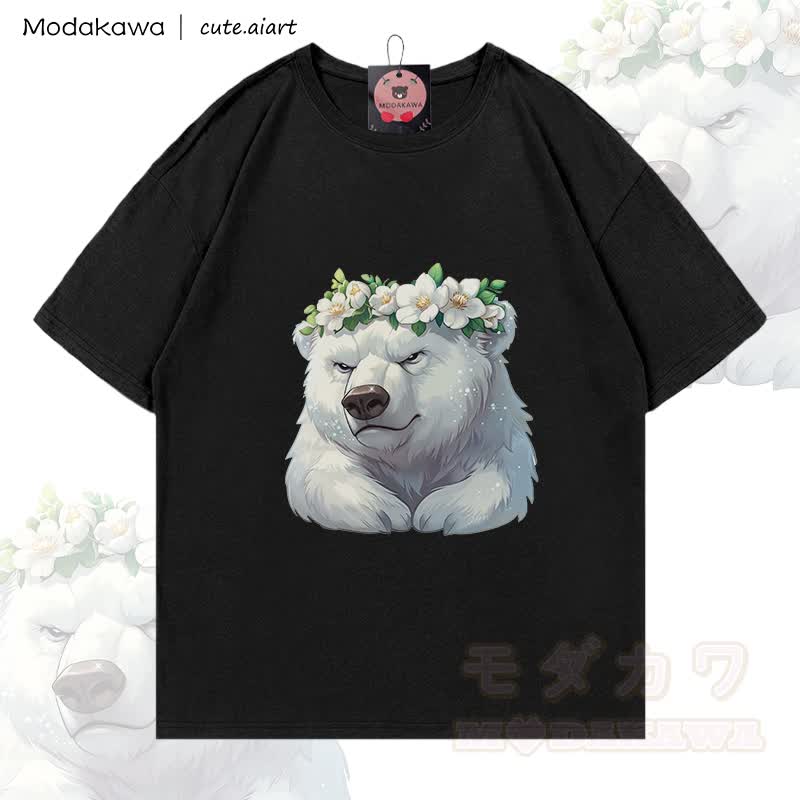 MODAKAWA X cute.aiart Bären-Grafik T-Shirt aus 100 % Baumwolle - Schwarz - 5XL - image 3