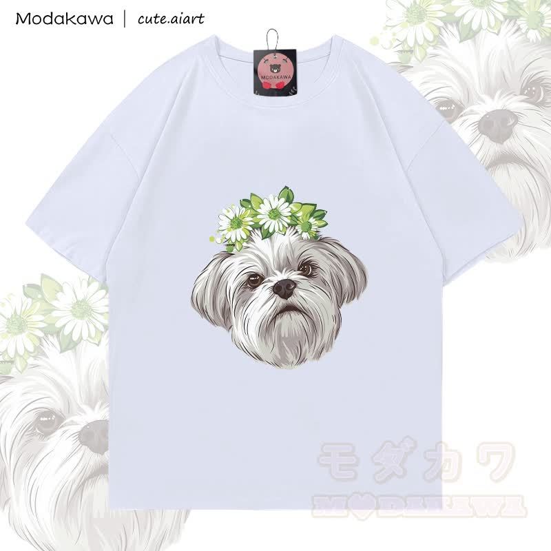 MODAKAWA X cute.aiart Welpen-Grafik T-Shirt aus 100 % Baumwolle - Weiß - 5XL - image 2