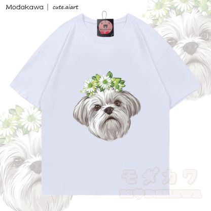 MODAKAWA X cute.aiart Welpen-Grafik T-Shirt aus 100 % Baumwolle - Weiß - 5XL - image 2