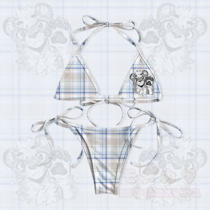 MODAKAWA X atka Tiger Paw Graphic Damen-Badeanzug-Bikini-Set mit Bindebändern, zweiteilig - Blau - 5XL - image 1