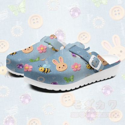 Modakawa Cartoon-Freizeitpantoffeln mit Hasen- und Bienenmotiv - Blau - 45 - image 1