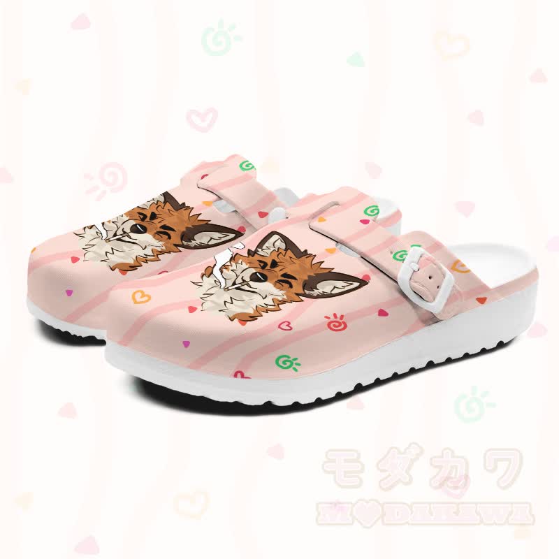 MODAKAWA X atka Smoking Fox Graphic Cartoon Casual Slippers - Rosa - 45 - image 1
