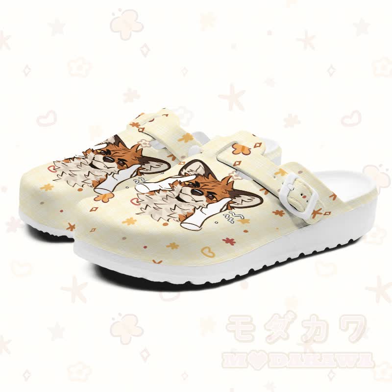 MODAKAWA X atka Fox Graphic Cartoon Casual Slippers - Gelb - 45 - image 1