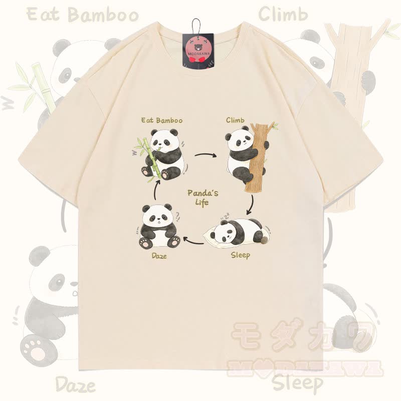 Panda's Life Grafik Modakawa 100% Baumwoll-T-Shirt - Aprikose - 5XL - image 1