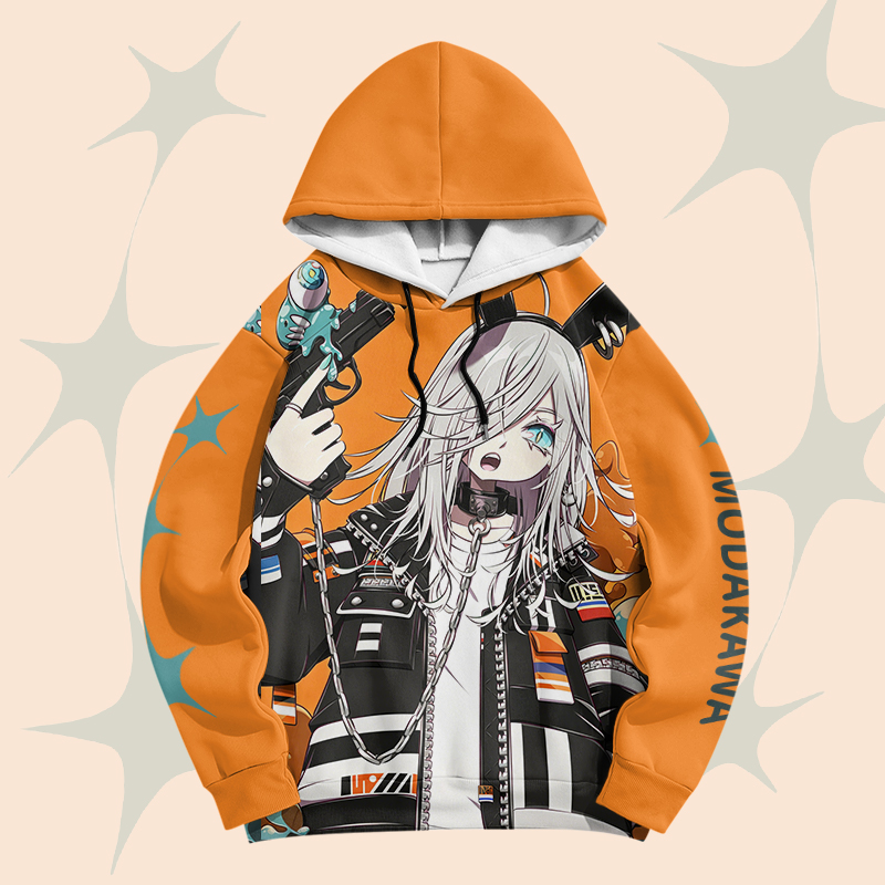 MODAKAWA X bonne_syu Anime Cool Girl Graphic Pullover Hoodie - image 5