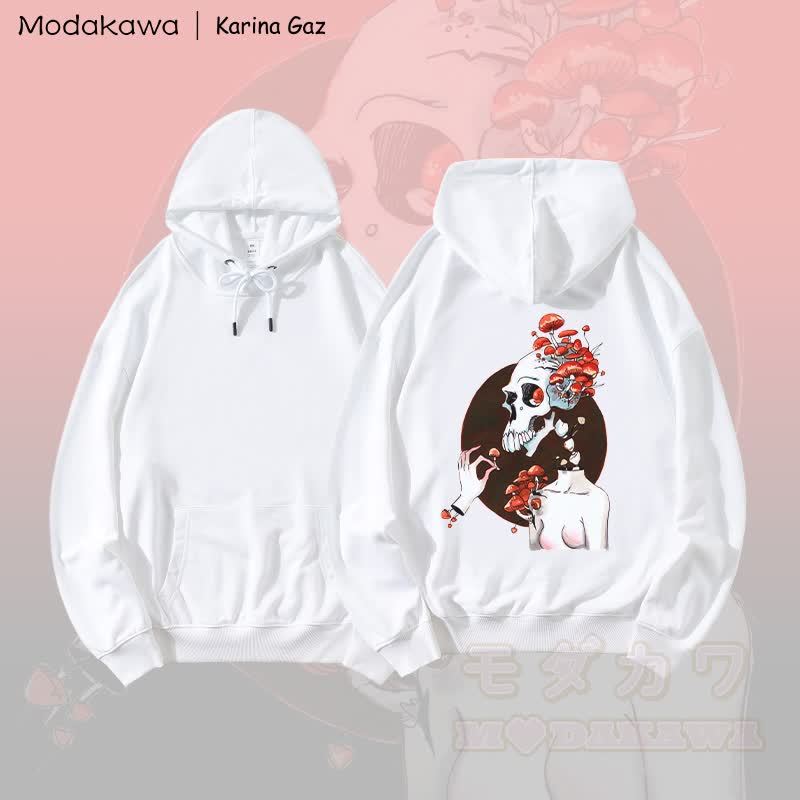 MODAKAWA X Karina Gaz Goth Skull Graphic Loose Cotton-Blend Hoodie - Weiß - 5XL - image 2