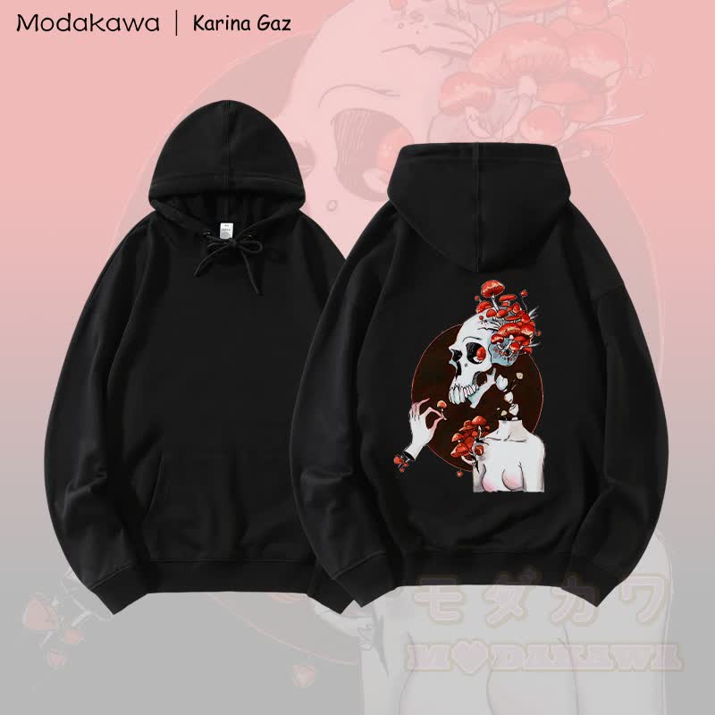MODAKAWA X Karina Gaz Goth Skull Graphic Loose Cotton-Blend Hoodie - Schwarz - 5XL - image 1