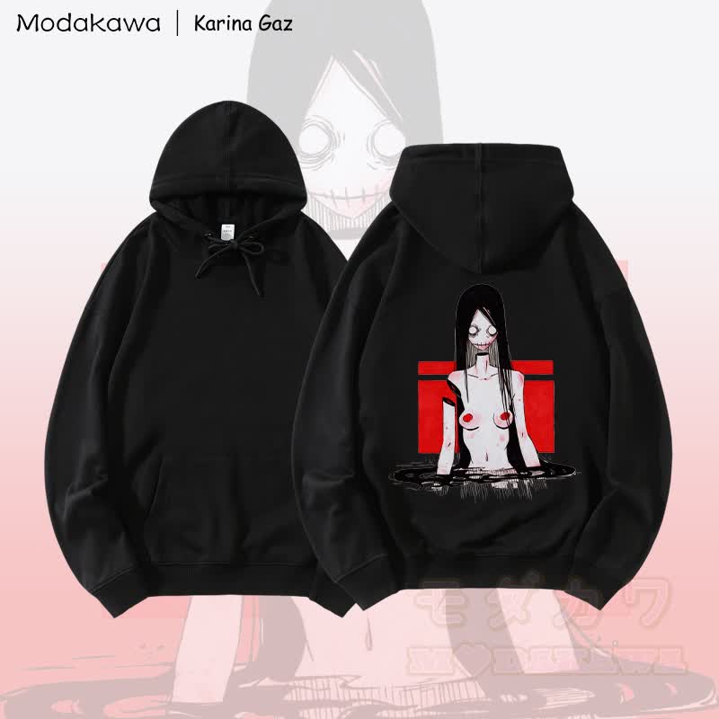MODAKAWA X Karina Gaz Girl Graphic Loose Cotton-Blend Hoodie - Schwarz - 5XL - image 2