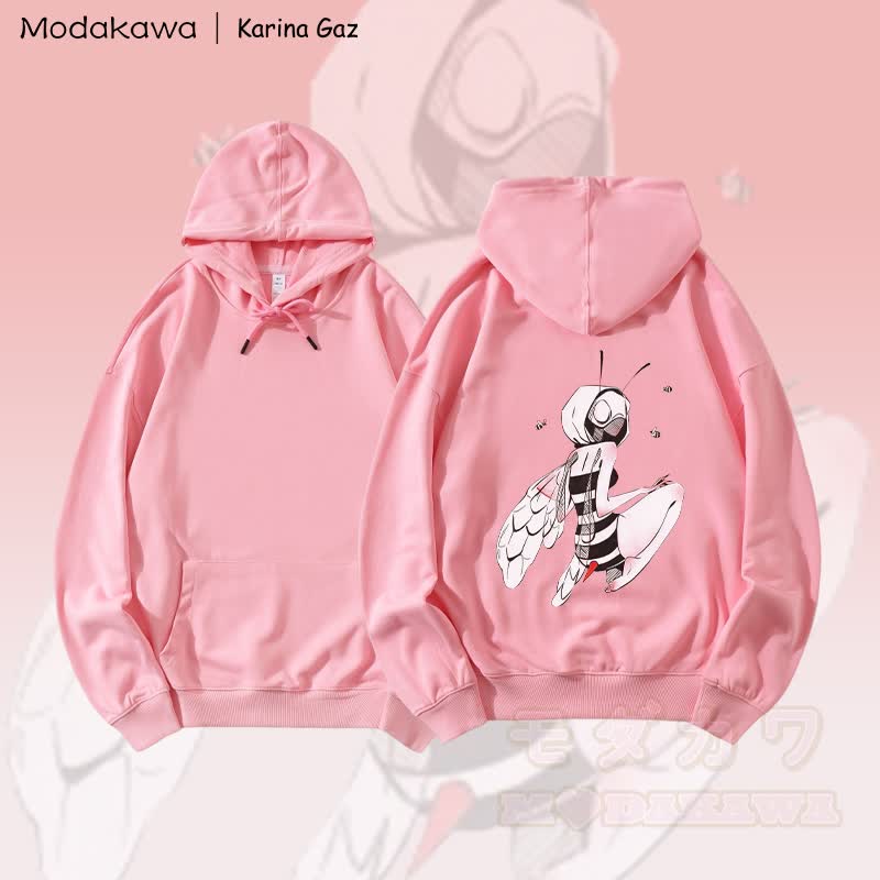 MODAKAWA X Karina Gaz Bee Girl Graphic Loose Cotton-Blend Hoodie - Rosa - 5XL - image 2
