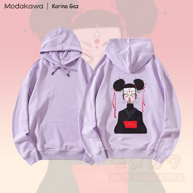 MODAKAWA X Karina Gaz Girl Graphic Loose Cotton-Blend Hoodie - Lila - 5XL - image 1