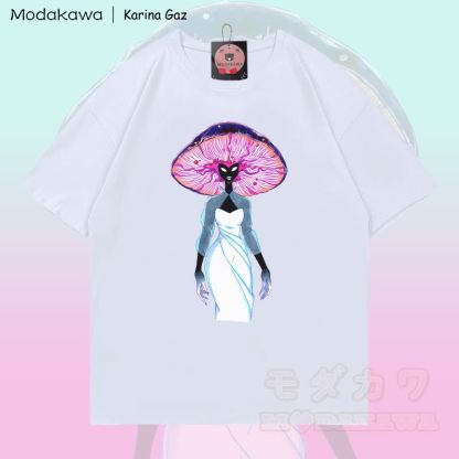 MODAKAWA X Karina Gaz Mushroom Girl Grafik-T-Shirt aus 100 % Baumwolle - Weiß - 5XL - image 2