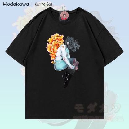 MODAKAWA X Karina Gaz Back Girl Grafik T-Shirt aus 100% Baumwolle - Schwarz - 5XL - image 2
