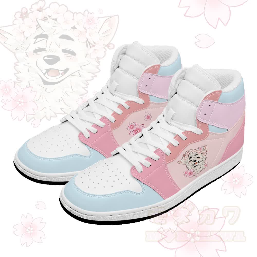 MODAKAWA X atka Floral Fox Graphic High Top Canvas Schuhe - Blau & Rosa - 48 - image 2