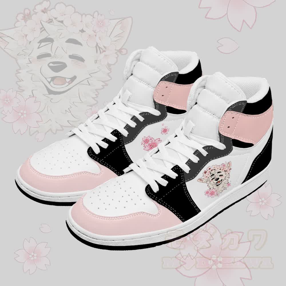 MODAKAWA X atka Floral Fox Graphic High Top Canvas Schuhe - Schwarz & Rosa - 48 - image 1