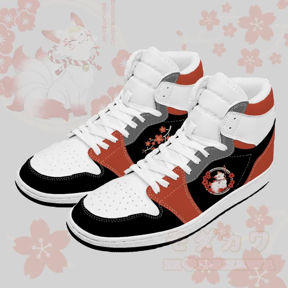 Sakura Modakawa High Top Canvas Schuhe mit neunschwänzigem Fuchs-Modifikationsdesign - Schwarz & Rot - 48 - image 1