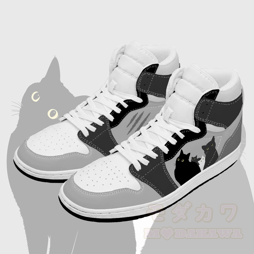 Modakawa High Top Canvas Schuhe mit Katzenmotiv - Schwarz & Grau - 48 - image 2