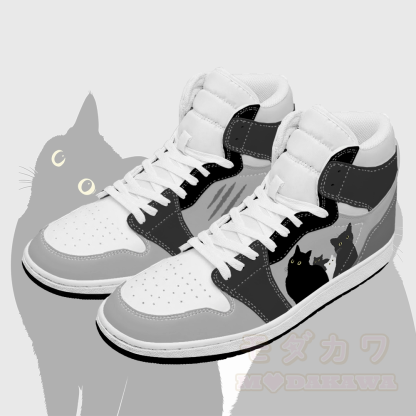 Modakawa High Top Canvas Schuhe mit Katzenmotiv - Schwarz & Grau - 48 - image 2
