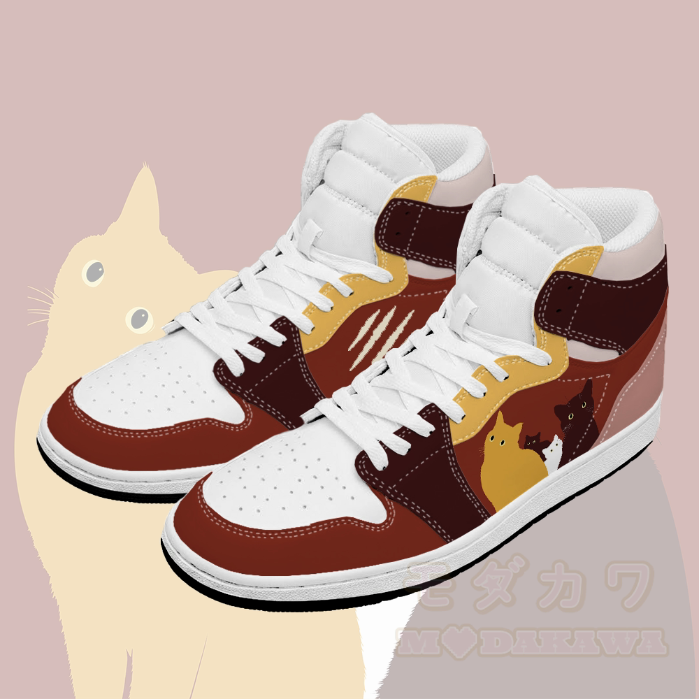 Modakawa High Top Canvas Schuhe mit Katzenmotiv - Rot und Gelb - 48 - image 4