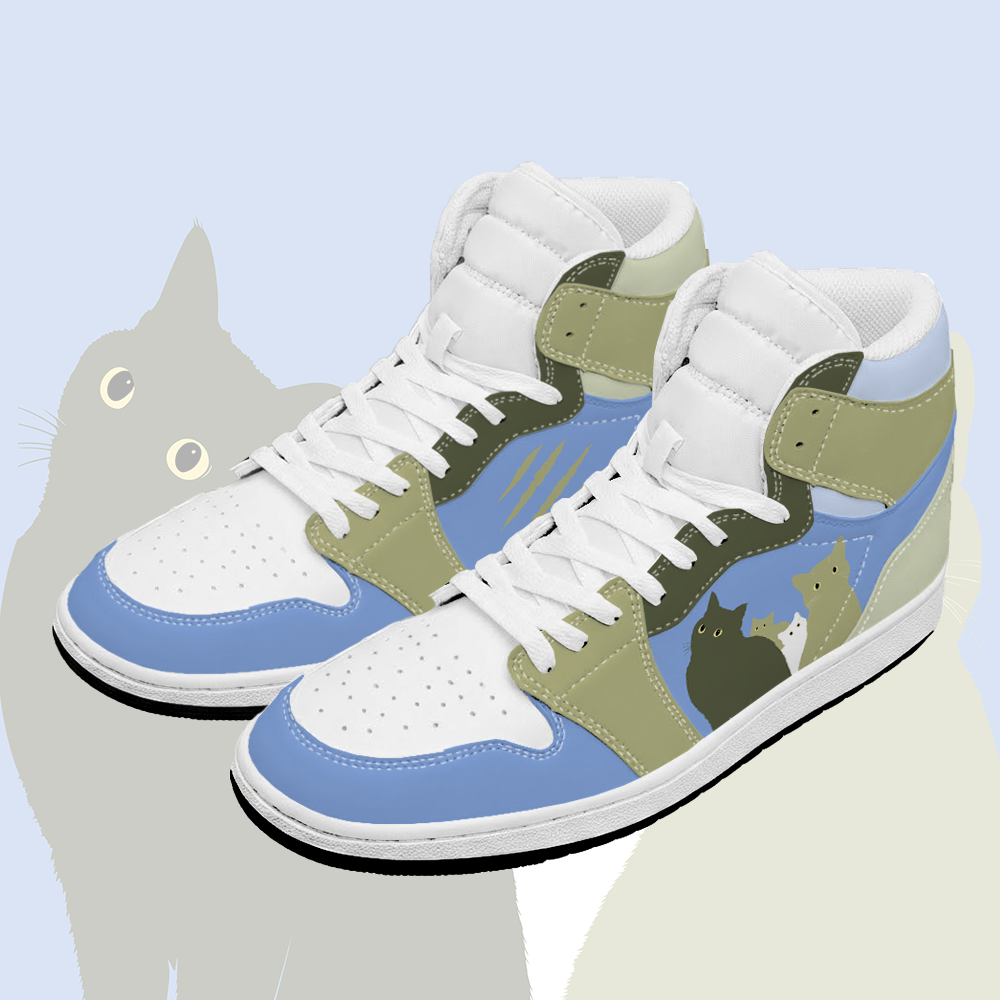 Modakawa High Top Canvas Schuhe mit Katzenmotiv - Blue & Green - 48 - image 1