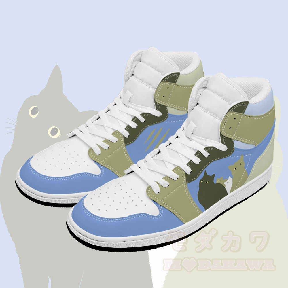 Modakawa High Top Canvas Schuhe mit Katzenmotiv - Blau & Grün - 48 - image 1