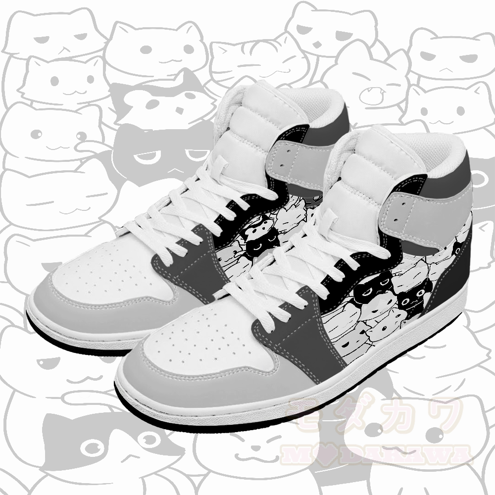 Modakawa High Top Canvas Schuhe mit niedlichem Katzenmotiv - Schwarz & Grau - 48 - image 2