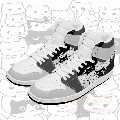 Modakawa High Top Canvas Schuhe mit niedlichem Katzenmotiv - Schwarz & Grau - 48 - image 2