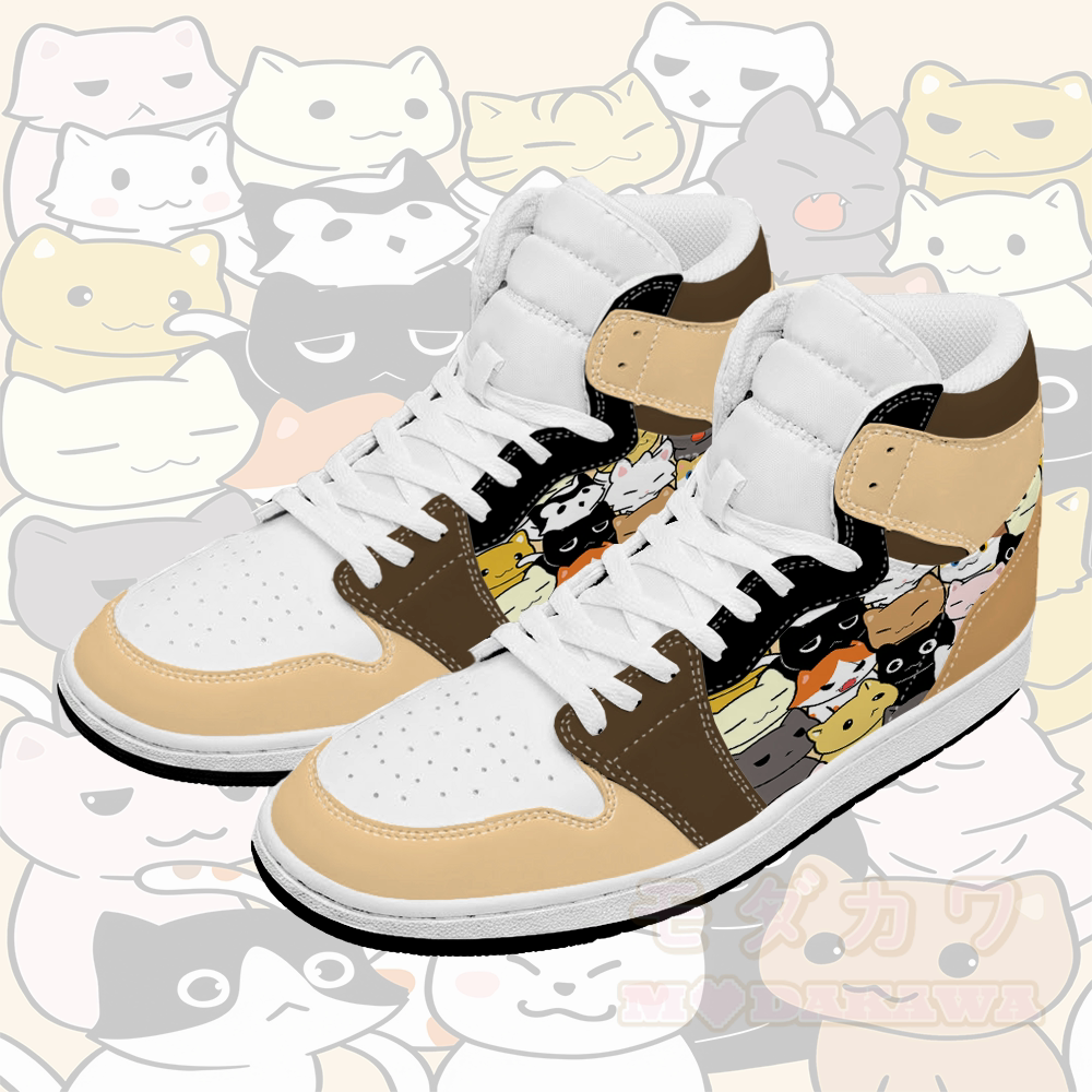 Modakawa High Top Canvas Schuhe mit niedlichem Katzenmotiv - Braun & Gelb - 48 - image 1