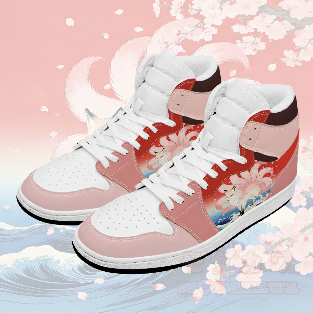 Modakawa High Top Canvas Schuhe mit neunschwänzigem Fuchs-Motiv - Rosa & Rot - 48 - image 2