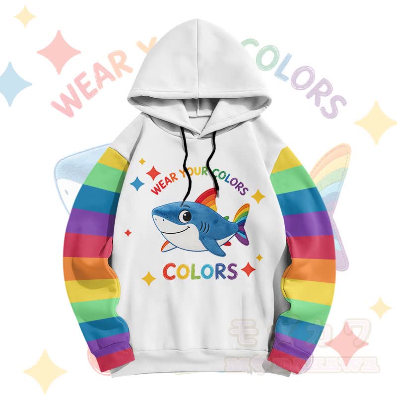 Zeig deine Farben! Modakawa Pullover-Hoodie mit Regenbogenhai-Motiv - image 1