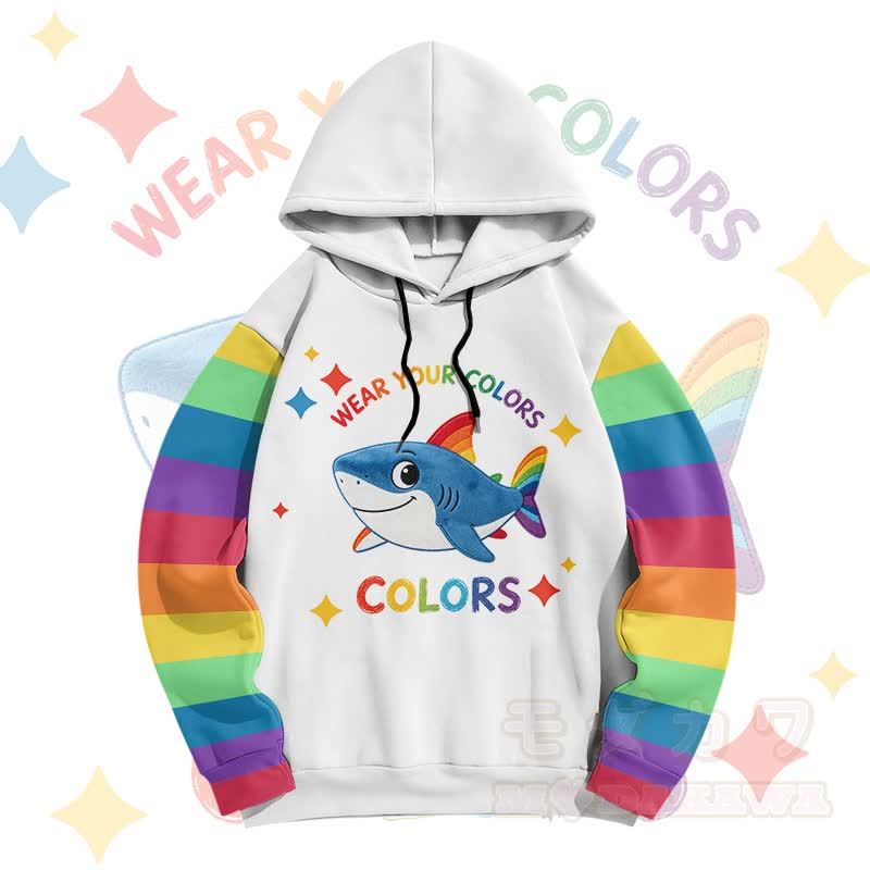 Zeig deine Farben! Modakawa Pullover-Hoodie mit Regenbogenhai-Motiv - image 1