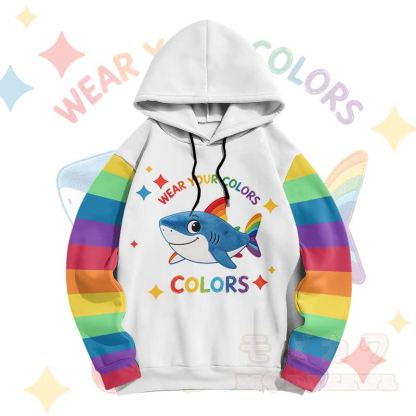 Zeig deine Farben! Modakawa Pullover-Hoodie mit Regenbogenhai-Motiv - image 1