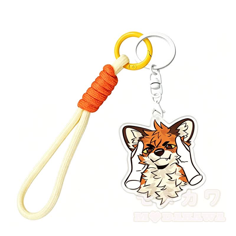 MODAKAWA X atka Pinch Fox Cheeks Schlüsselanhänger Geburtstagsgeschenk - Orange & Gelb - image 1