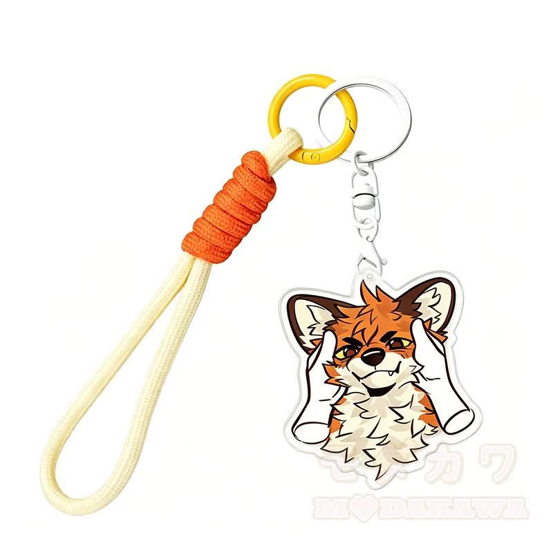 MODAKAWA X atka Pinch Fox Cheeks Schlüsselanhänger Geburtstagsgeschenk - Orange & Gelb - image 1