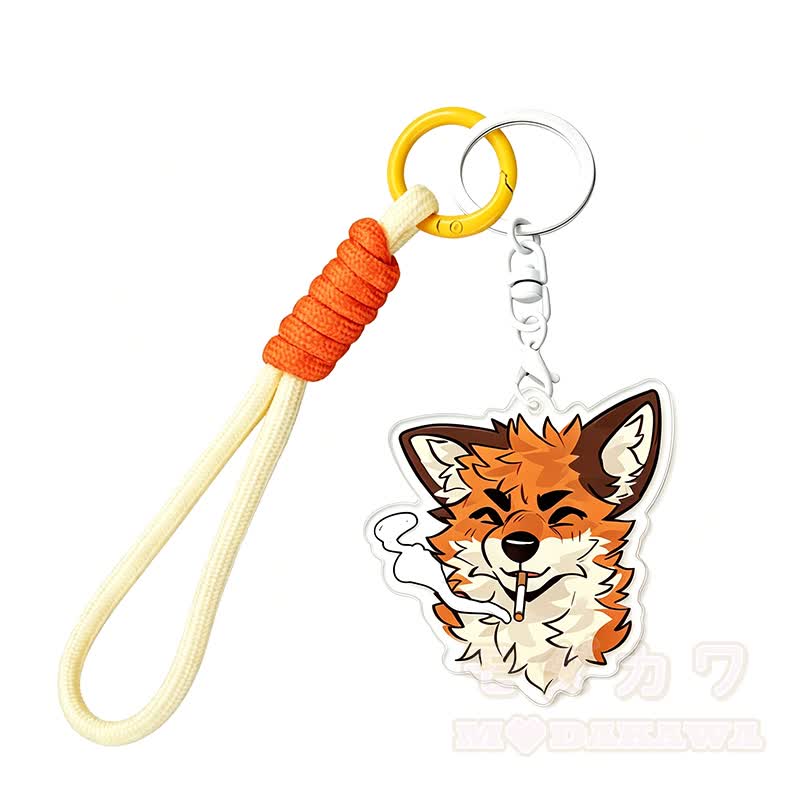 MODAKAWA X atka Smoking Fox Schlüsselanhänger Geburtstagsgeschenk - Orange & Gelb - image 1