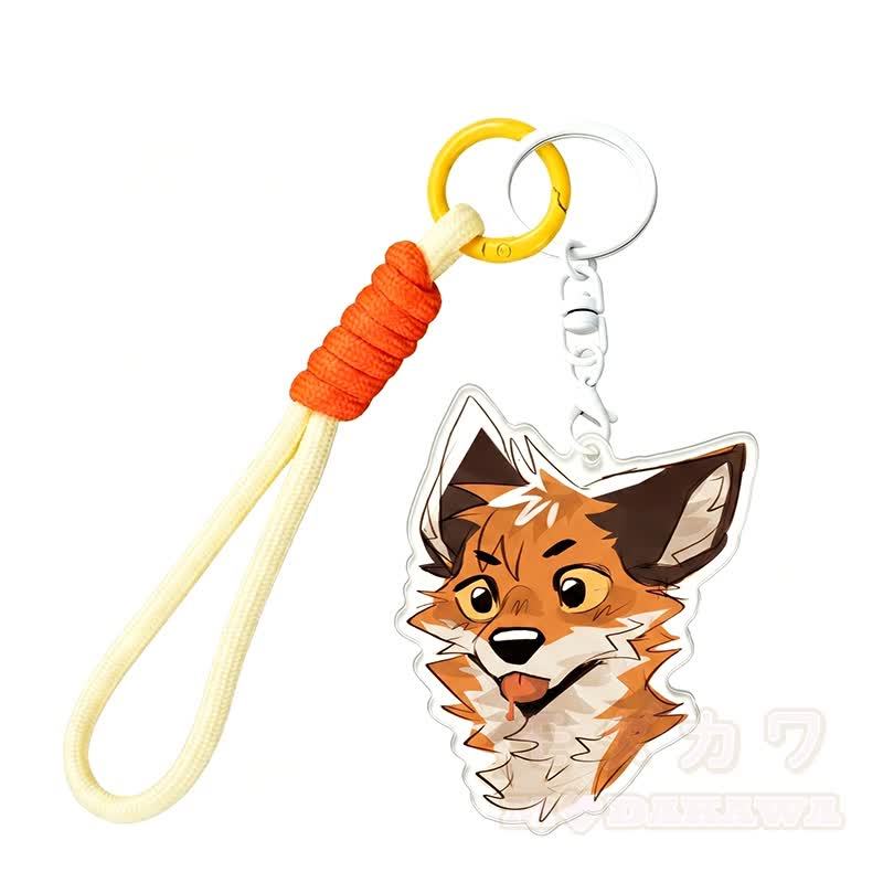 MODAKAWA X atka Zunge-raus-Fuchs-Schlüsselanhänger Geburtstagsgeschenk - Orange & Gelb - image 1