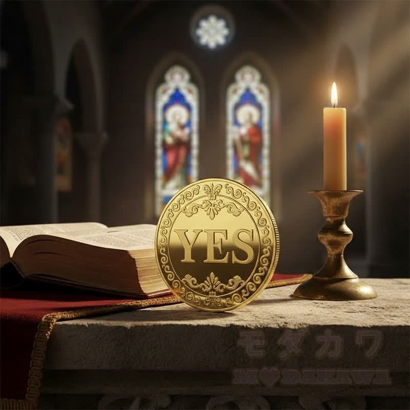 JA NEIN Entscheidungsmünze Glücks-Wahrsage-Herausforderung Geschenk - Gold - 4 cm x 1,5 mm - image 2