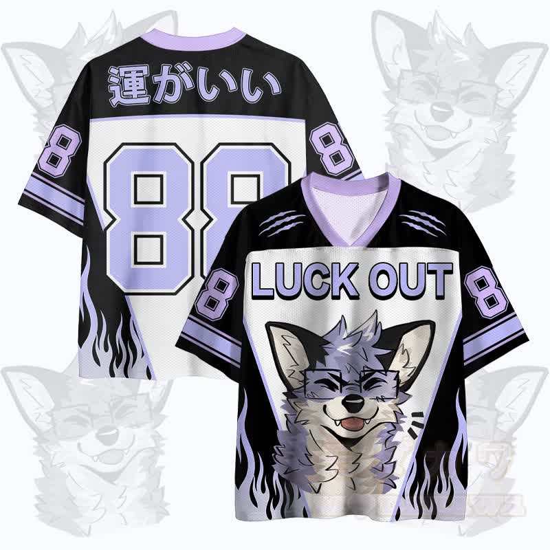 MODAKAWA X atka LUCK OUT Brille Fuchs Nummer Grafik Vintage Mesh Jersey T-Shirt - Lila - 4XL - image 1