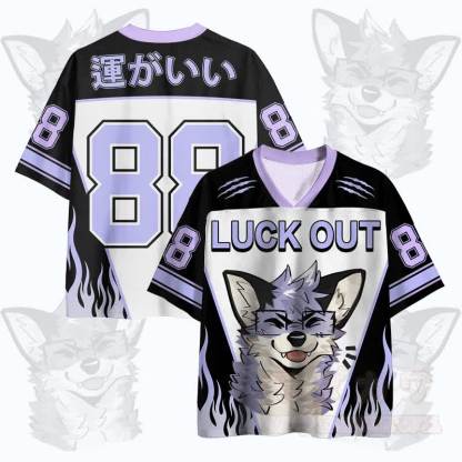 MODAKAWA X atka LUCK OUT Brille Fuchs Nummer Grafik Vintage Mesh Jersey T-Shirt - Lila - 4XL - image 1