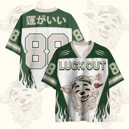 MODAKAWA X atka LUCK OUT Fox Wants Meat Number Graphic Vintage Mesh Jersey T-Shirt - Grün - 4XL - image 1