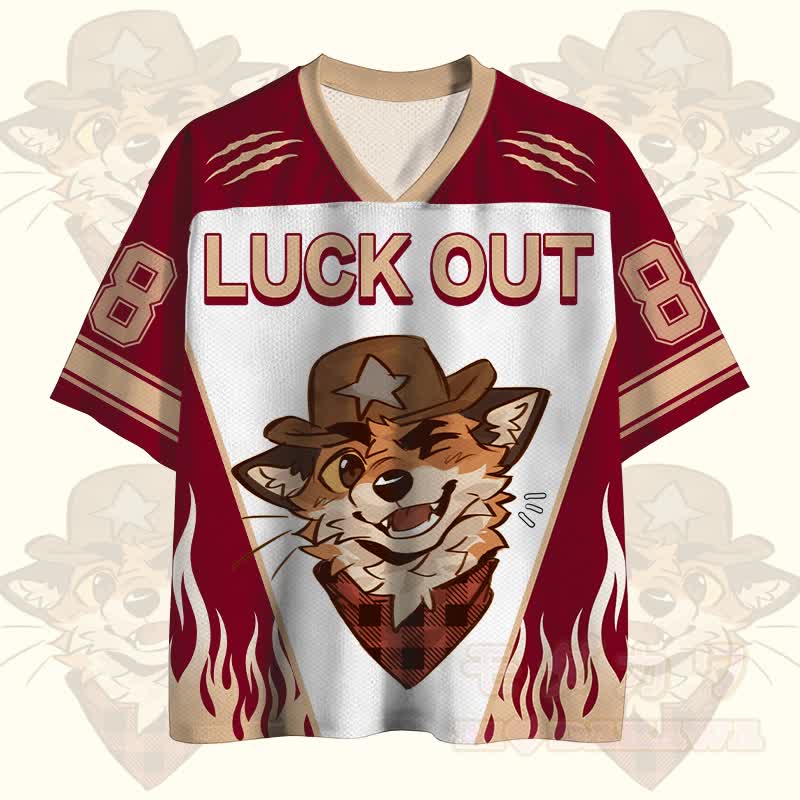 MODAKAWA X atka LUCK OUT Wink Fox Number Graphic Vintage Mesh Jersey T-Shirt - image 2